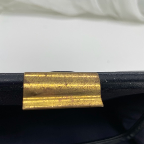 Vintage Garay Handbag Foldable Handle 2 Extra Pockets Inside Black Leather - Picture 7 of 7